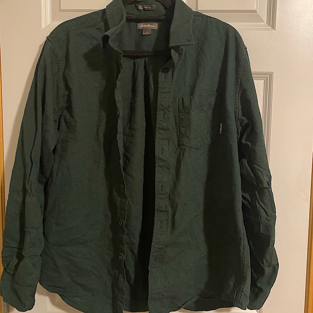 Eddie Bauer dark green button up shirt
